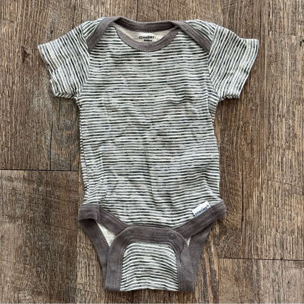 Gray Striped Baby Onesie (Bundle!)